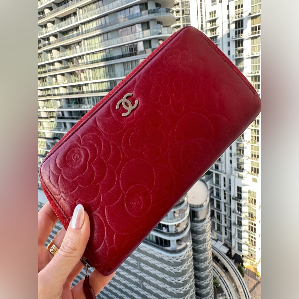 Like new Chanel lamb skin zippy wallet